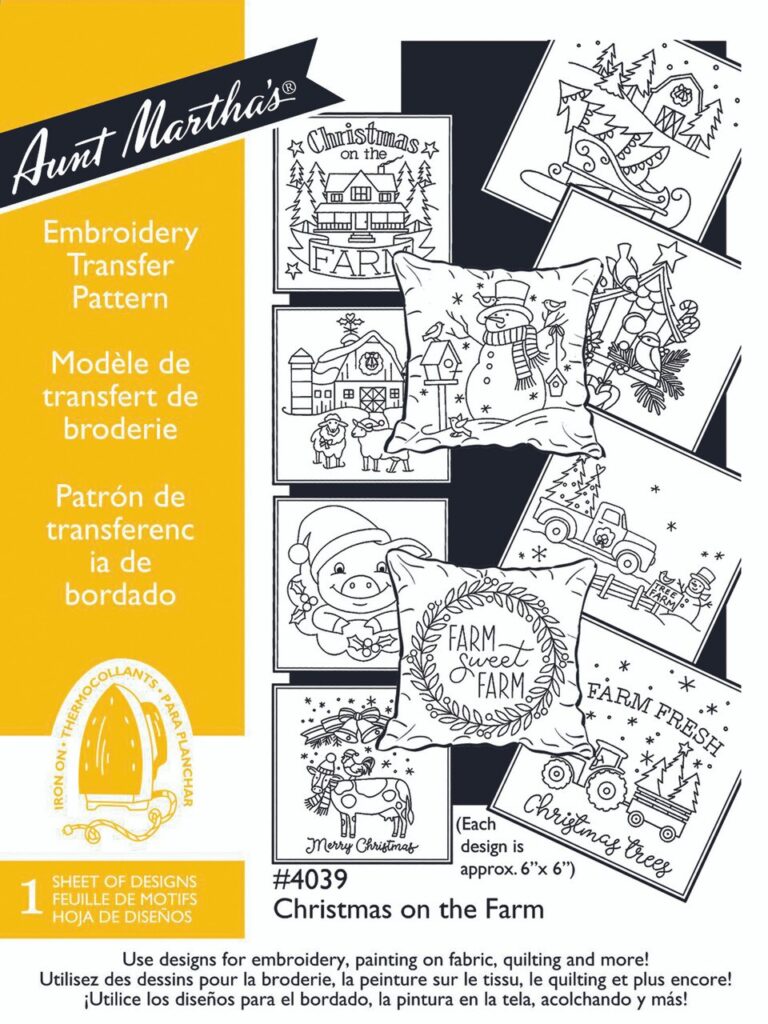 Aunt Martha's Christmas on the Farm 4039 embroidery iron on pattern