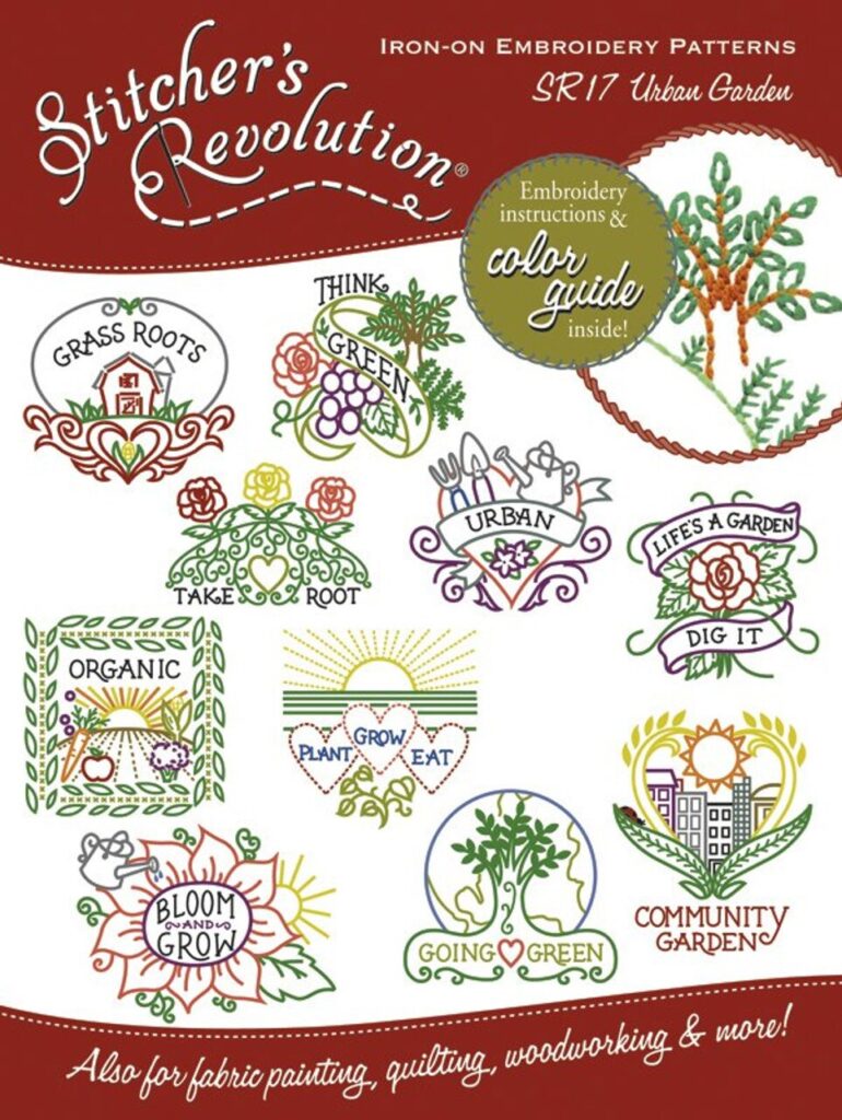 Aunt Martha's Urban Garden SR17 embroidery iron on pattern