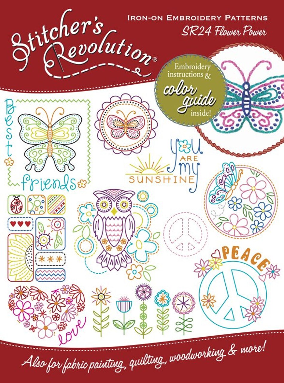 Stitcher's Revolution Flower Power SR24 embroidery iron on pattern
