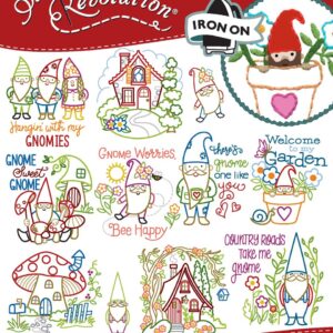 Stitcher's Revolution Gnome Sweet Gnome SR35 embroidery iron on pattern
