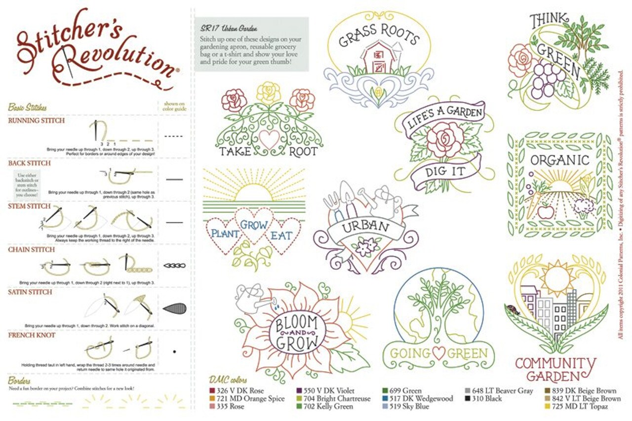 Aunt Martha's Urban Garden SR17 embroidery iron on pattern - Image 4