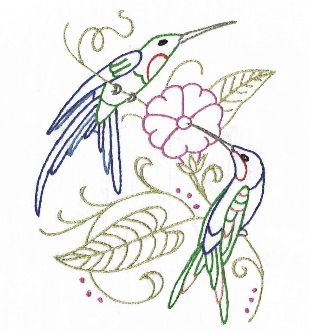 Aunt Martha's Charm of Hummingbirds 4035 embroidery iron on pattern - Image 2