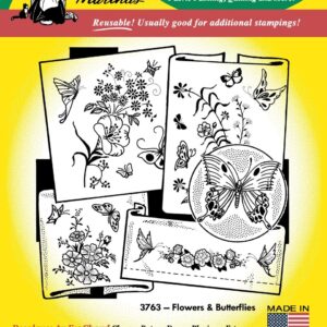 Aunt Martha's Flowers & Butterflies 3763 embroidery iron on pattern