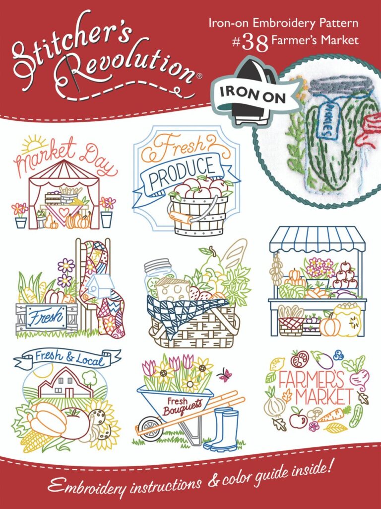Stitcher's Revolution Farmer's Market SR38 embroidery iron on pattern
