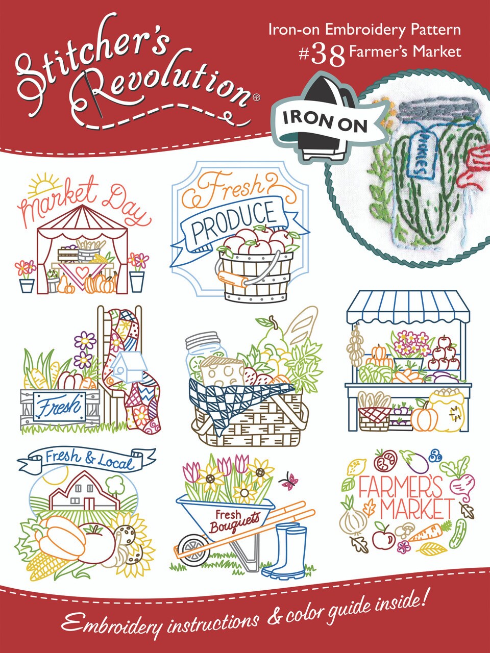 Stitcher's Revolution Farmer's Market SR38 embroidery iron on pattern