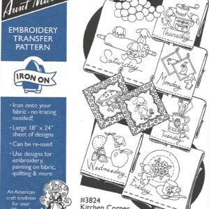 Aunt Martha's Kitchen Corner 3824 embroidery iron on pattern