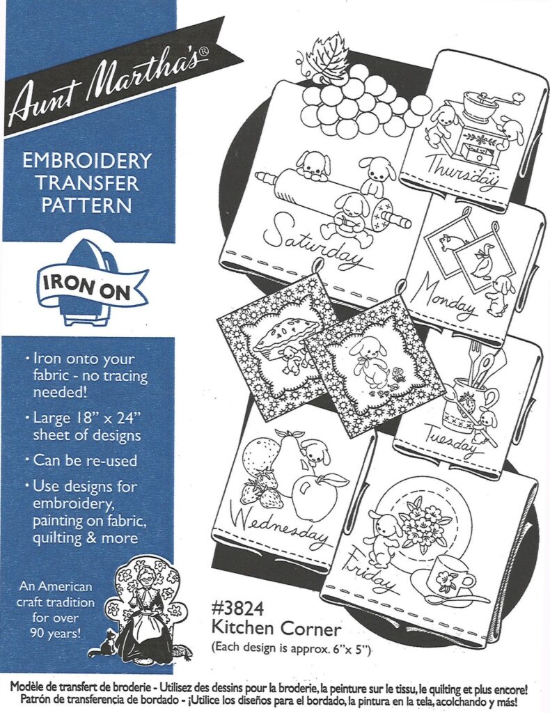 Aunt Martha's Kitchen Corner 3824 embroidery iron on pattern