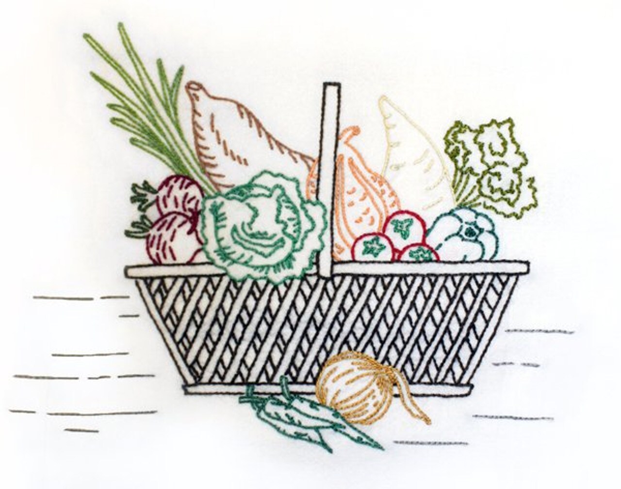 Aunt Martha's Baskets of Vegetables 3757 embroidery iron on pattern - Image 2