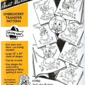 Aunt Martha's ack the Rabbit 3980 embroidery iron on pattern