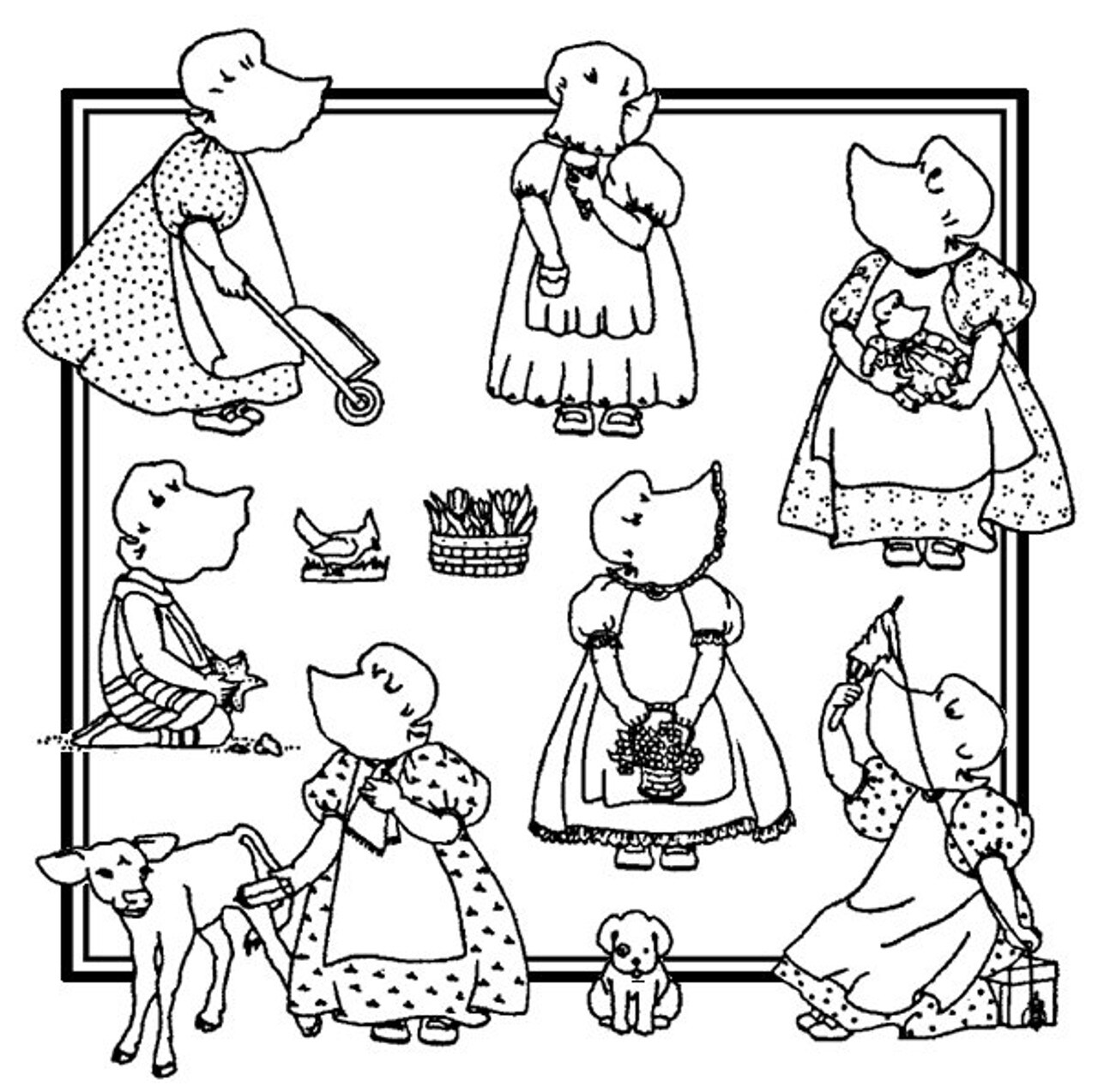 Aunt Martha's Bonnie Bonnet Too 3989 embroidery iron on pattern - Image 3