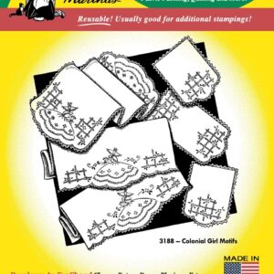 Colonial Girl Motifs Aunt Martha's Hot Iron Embroidery Transfer 3188