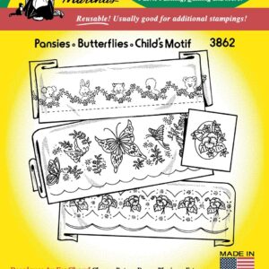 Aunt Martha's Pansies Butterflies Child's Motifs 3862 embroidery iron on transfer