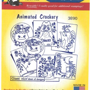Aunt Martha's Animated Crockery 3890 embroidery iron on pattern