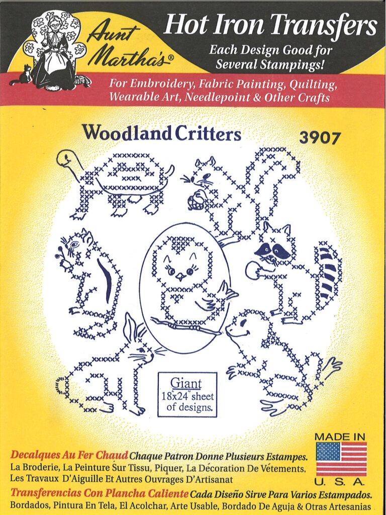 Aunt Martha's Woodland Critters 3907 embroidery iron on pattern