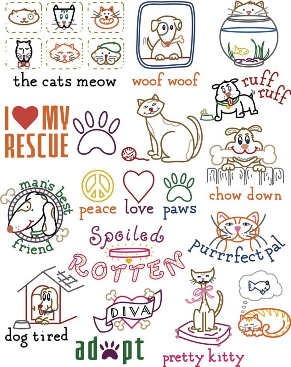 Stitcher's Revolution Cats and Dogs SR21 embroidery iron on pattern - Image 2