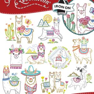 Stitcher's Revolution Llama Drama SR31 embroidery iron on pattern