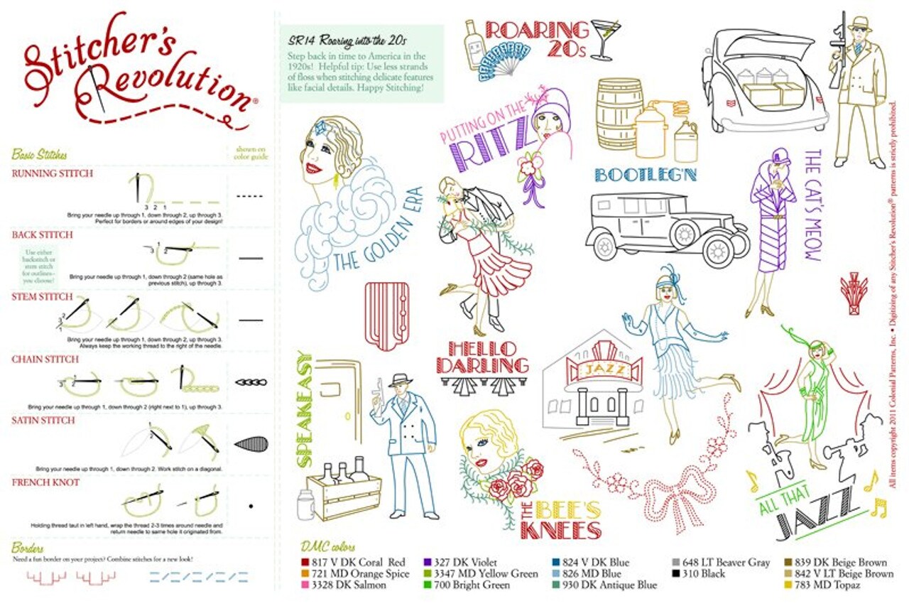 Stitcher's Revolution Roaring 20s SR14 embroidery iron on pattern - Image 4