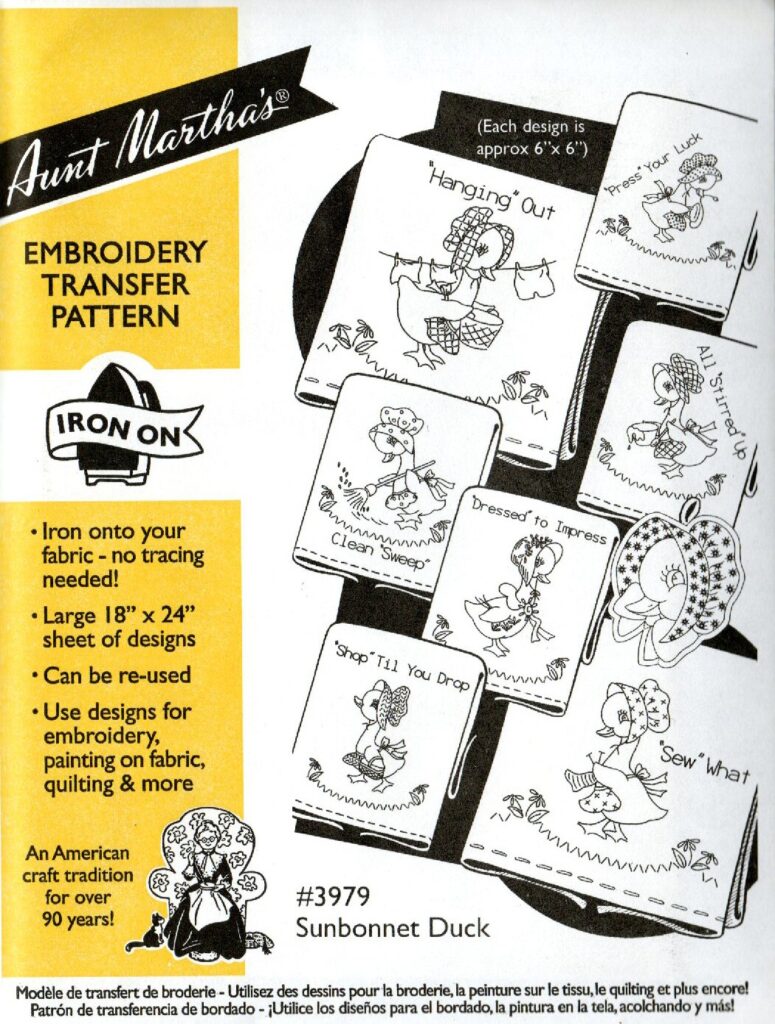 Aunt Martha's Sunbonnet Duck 3979 embroidery iron on pattern