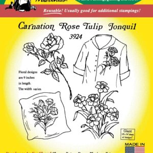 Aunt Martha's Large Carnation, Rose, Tulip, & Jonquil 3924 embroidery iron on pattern