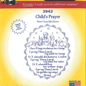 Aunt Martha's Child's Prayer 3943 embroidery iron on pattern