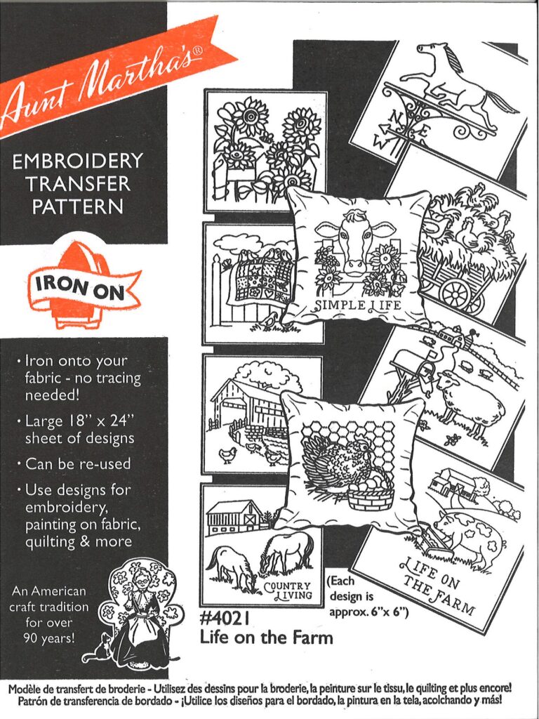 Aunt Martha's Life on the Farm 4021 embroidery iron pattern