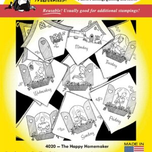 Aunt Martha's Happy Homemaker 4020 days of the week embroidery iron on pattern