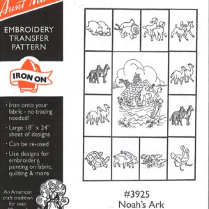 Aunt Martha's Noah's Ark 3925 embroidery iron on pattern