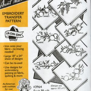 Aunt Martha's Fruit Motifs 3964 embroidery iron on pattern