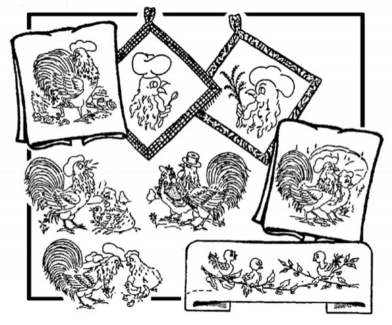 Aunt Martha's Chicken Romance 3974 embroidery iron on pattern - Image 3