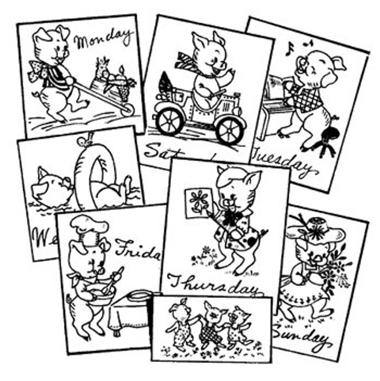 Aunt Martha's Personality Pigs 3743 embroidery iron on pattern - Image 4
