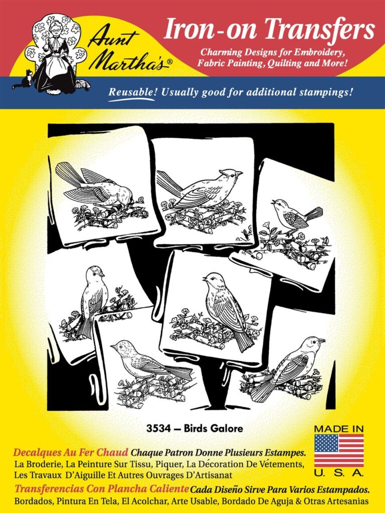 Aunt Martha's Birds Galore 3534 Hot Iron Embroidery Transfer